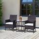 Outsunny 3pc Rattan Furniture Bistro Set Garden Chair Table Patio Outdoor Wicker