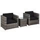 Outsunny 3pcs Patio 2 Seater Rattan Sofa Garden Furniture Set Coffee With Cushions