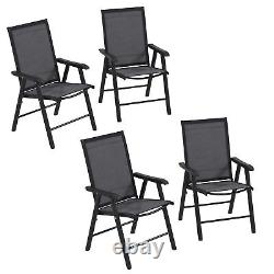 Outsunny 4-PCS Garden Armchairs Outdoor Patio Folding Modern Furniture Grey