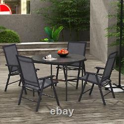 Outsunny 4-PCS Garden Armchairs Outdoor Patio Folding Modern Furniture Grey