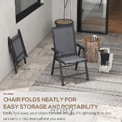 Outsunny 4-PCS Garden Armchairs Outdoor Patio Folding Modern Furniture Grey