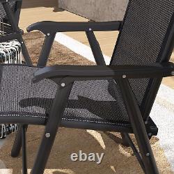 Outsunny 4-PCS Garden Armchairs Outdoor Patio Folding Modern Furniture Grey