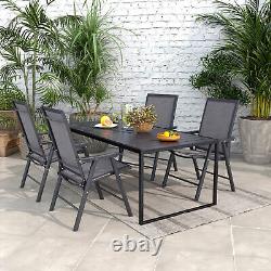 Outsunny 4-PCS Garden Armchairs Outdoor Patio Folding Modern Furniture Grey