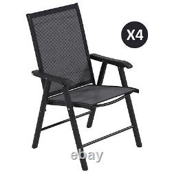 Outsunny 4-PCS Garden Armchairs Outdoor Patio Folding Modern Furniture Grey