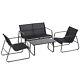 Outsunny 4 Piece Garden Furniture Set Patio Sofa Set With Chairs, Glass Top Table