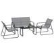 Outsunny 4 Piece Garden Furniture Set Patio Sofa Set With Chairs, Glass Top Table