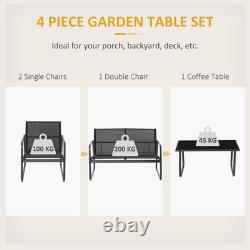 Outsunny 4 Piece Garden Furniture Set Patio Sofa Set with Chairs, Glass Top Table