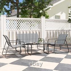 Outsunny 4 Piece Garden Furniture Set Patio Sofa Set with Chairs, Glass Top Table
