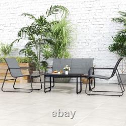 Outsunny 4 Piece Garden Furniture Set Patio Sofa Set with Chairs, Glass Top Table