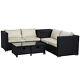 Outsunny 4pcs Patio Rattan Sofa Garden Furniture Set Table With Cushions Black