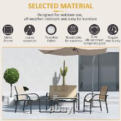 Outsunny 4pcs Patio Furniture Set Garden Sofa Glass Top Coffee Table Beige