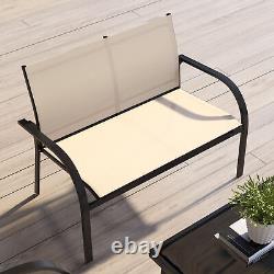 Outsunny 4pcs Patio Furniture Set Garden Sofa Glass Top Coffee Table Beige