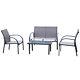 Outsunny 4pcs Patio Furniture Set Garden Sofa Glass Top Coffee Table Grey