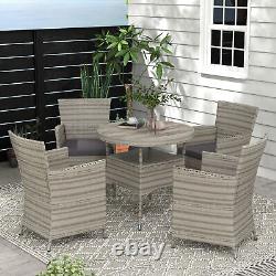 Outsunny 5 Pieces Rattan Garden Furniture Set for Patio, Lawn, Balcony, Grey