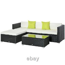 Outsunny 5 Pieces Rattan Sofa Set Wicker Sectional Cushion Patio Black Garden