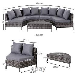 Outsunny 5PCS Garden Rattan Wicker Sofa Outdoor Patio Furniture Set with Pillow