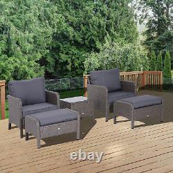 Outsunny 5pcs Outdoor Patio Furniture Set Wicker Conversation Set Dark Grey