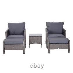 Outsunny 5pcs Outdoor Patio Furniture Set Wicker Conversation Set Dark Grey