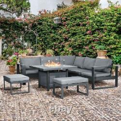Outsunny 6-Piece Garden Furniture Set Firepit Table Outdoor Sofa Patio Aluminium