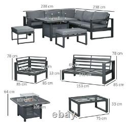 Outsunny 6-Piece Garden Furniture Set Firepit Table Outdoor Sofa Patio Aluminium