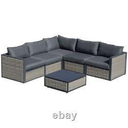 Outsunny 6 Piece Patio Rattan Sofa Set Sectional Corner Garden Furniture Table