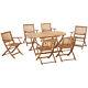 Outsunny 7 Piece Wooden Garden Furniture Set Folding Dining Table And Armchair