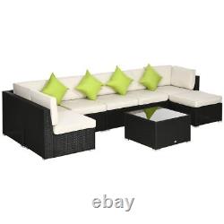 Outsunny 8 Pieces Patio Rattan Sofa Set Garden Furniture Set for Outdoor Black