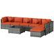 Outsunny 8 Pieces Patio Rattan Sofa Set Outdoor Garden Furniture Set Orange