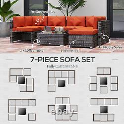 Outsunny 8 Pieces Patio Rattan Sofa Set Outdoor Garden Furniture Set Orange