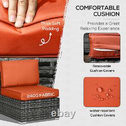 Outsunny 8 Pieces Patio Rattan Sofa Set Outdoor Garden Furniture Set Orange