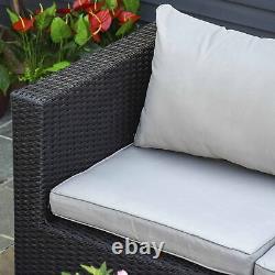 Outsunny 8pc Outdoor Patio Furniture Set Weather Wicker Rattan Sofa Chair Black