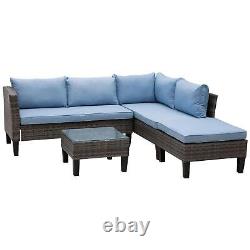 Outsunny Corner Rattan Garden Furniture Outdoor Patio Sofa Set with Table Lounge