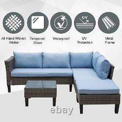 Outsunny Corner Rattan Garden Furniture Outdoor Patio Sofa Set with Table Lounge