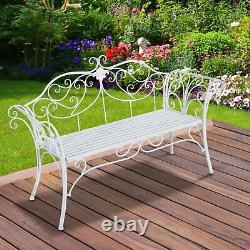 Outsunny Garden Chair Metal Bench Outdoor Patio Deck Seat Yard Furniture Seating