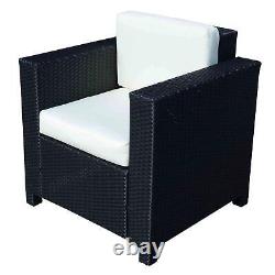 Outsunny Garden Patio Rattan Wicker Furniture Single Cube Chair Outdoor Black