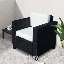 Outsunny Garden Patio Rattan Wicker Furniture Single Cube Chair Outdoor Black