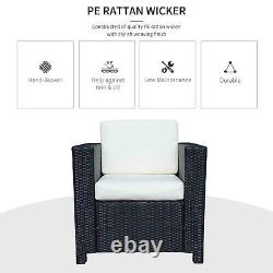 Outsunny Garden Patio Rattan Wicker Furniture Single Cube Chair Outdoor Black