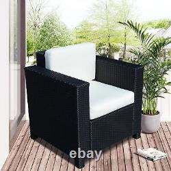 Outsunny Garden Patio Rattan Wicker Furniture Single Cube Chair Outdoor Black