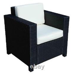 Outsunny Garden Patio Rattan Wicker Furniture Single Cube Chair Outdoor Black