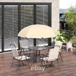 Outsunny Garden Patio Texteline Folding Chairs Plus Table and Parasol Furniture