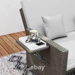 Outsunny Garden Rattan Furniture Set 2 Seater Patio Sun Lounger Daybed Sun Bed