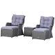 Outsunny Garden Sofa Chair & Stool Table Set Patio Wicker Weave Furniture Set