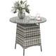 Outsunny Patio Furniture Rattan Garden Table With Umbrella Hole, Grey