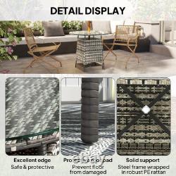 Outsunny Patio Furniture Rattan Garden Table with Umbrella Hole, Grey