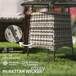 Outsunny Patio Furniture Rattan Garden Table with Umbrella Hole, Grey