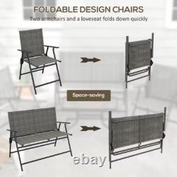Outsunny Patio Furniture Set, Garden Set with Table, Foldable Chairs & Loveseat