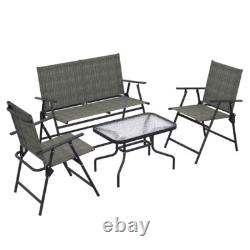 Outsunny Patio Furniture Set, Garden Set with Table, Foldable Chairs & Loveseat