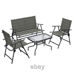 Outsunny Patio Furniture Set, Garden Set with Table, Foldable Chairs, a Loveseat