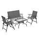 Outsunny Patio Furniture Set, Garden Set With Table, Foldable Chairs, A Loveseat