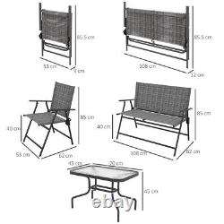 Outsunny Patio Furniture Set, Garden Set with Table, Foldable Chairs, a Loveseat